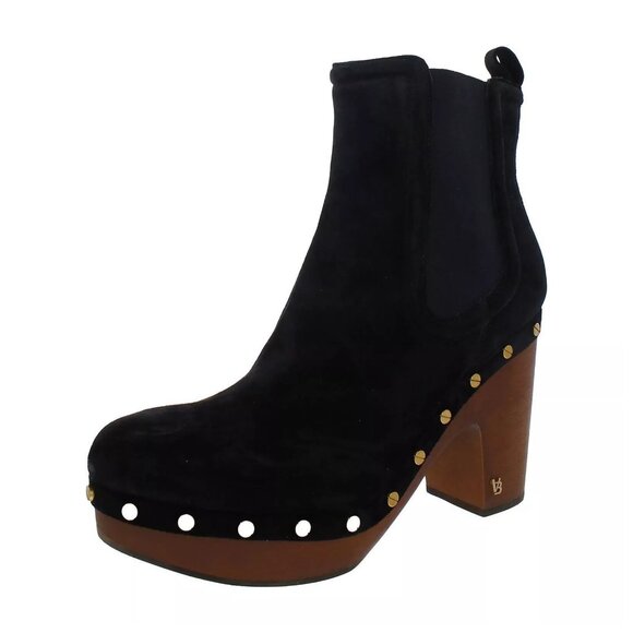 New! VERONICA BEARD Decker Suede Chelsea Clog Booties Black 8.5 DD383